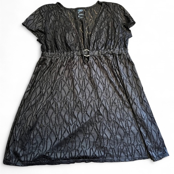 Catalina Black Sheer Swim Cover Up Dress With Belt Detail Size XL - Picture 1 of 7